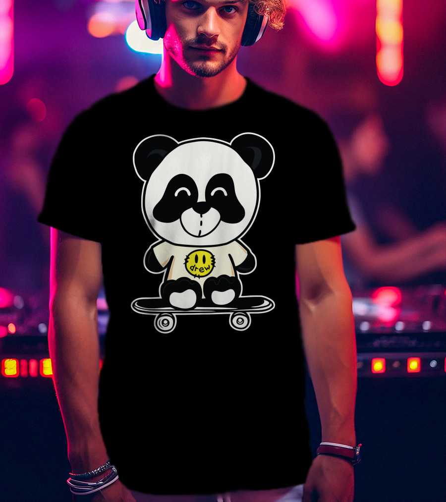 Drew House Panda Bear On Skateboard T-Shirt