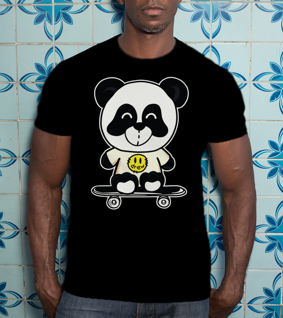 Drew House Panda Bear On Skateboard T-Shirt