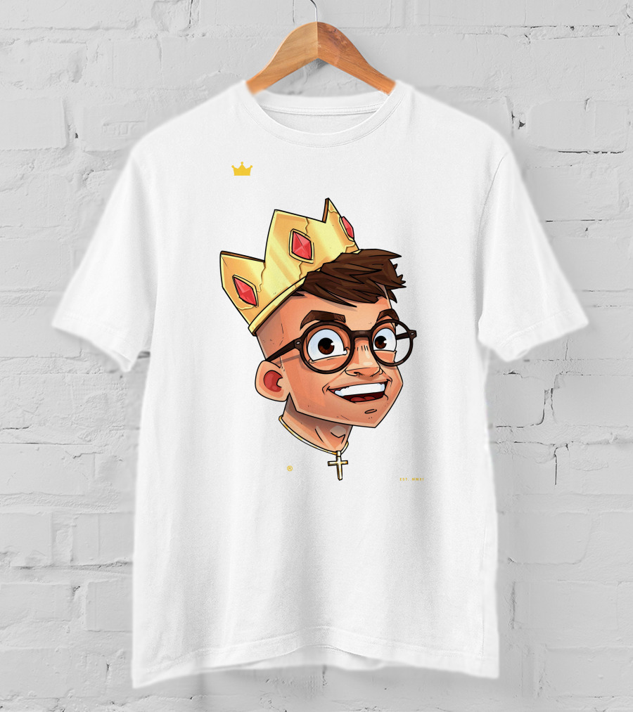 Joe Woe Thirt Crowned Cartoon With Glasses And Cross Necklace T-Shirt