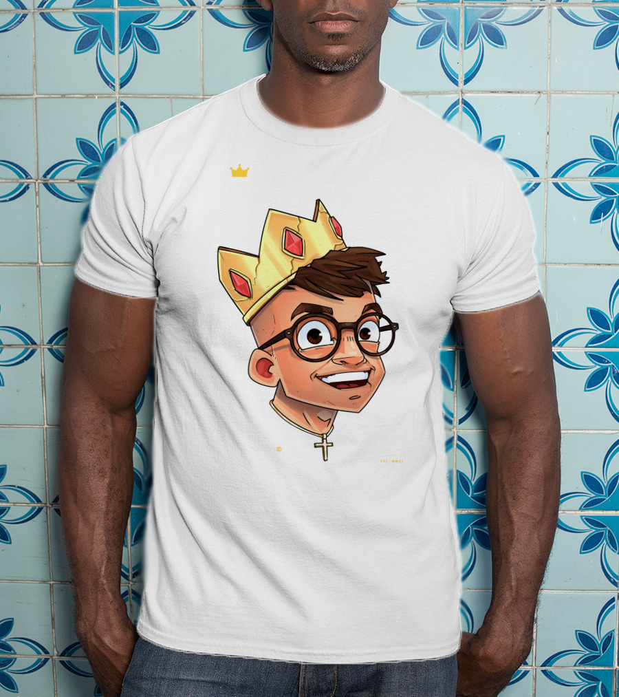 Joe Woe Thirt Crowned Cartoon With Glasses And Cross Necklace T-Shirt