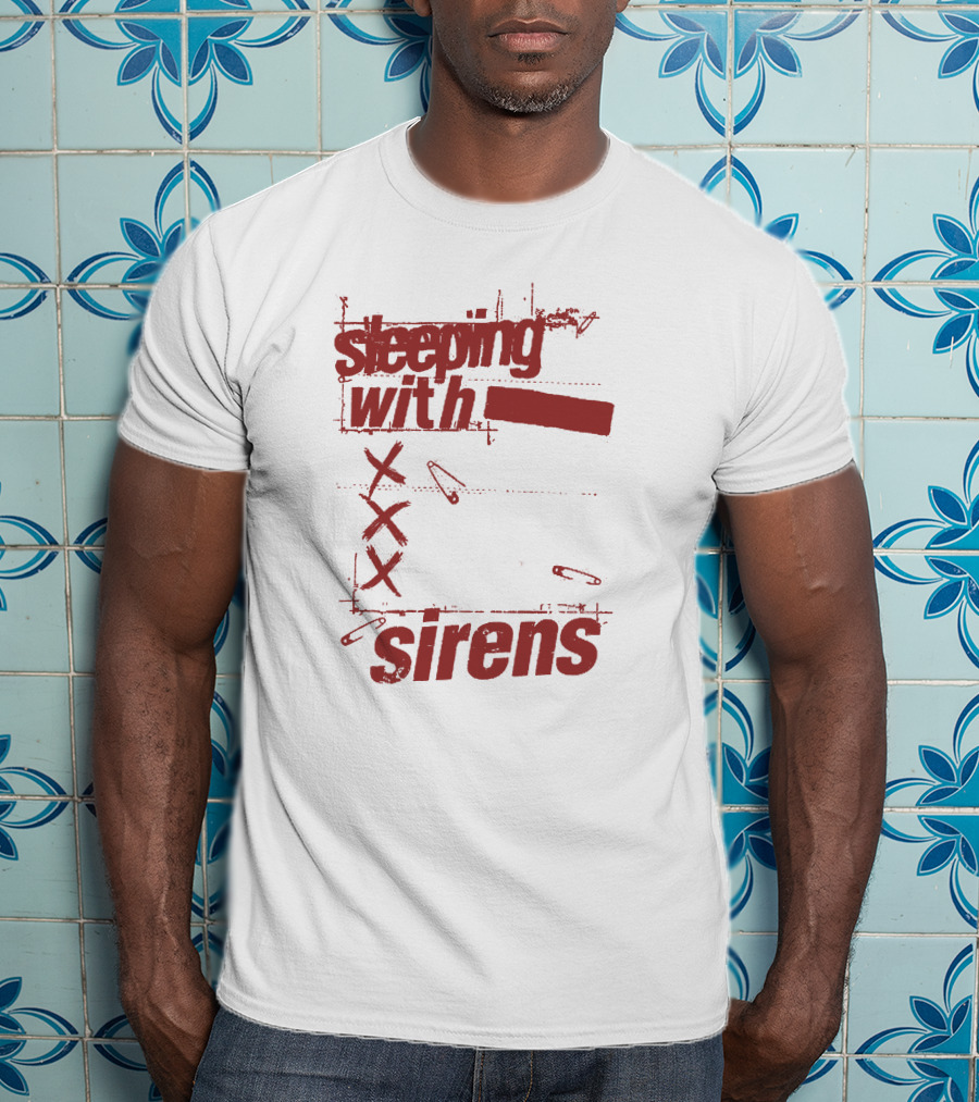 Sleeping With Sirens Merch Xxx Safety Pins Edgy Collage T-Shirt