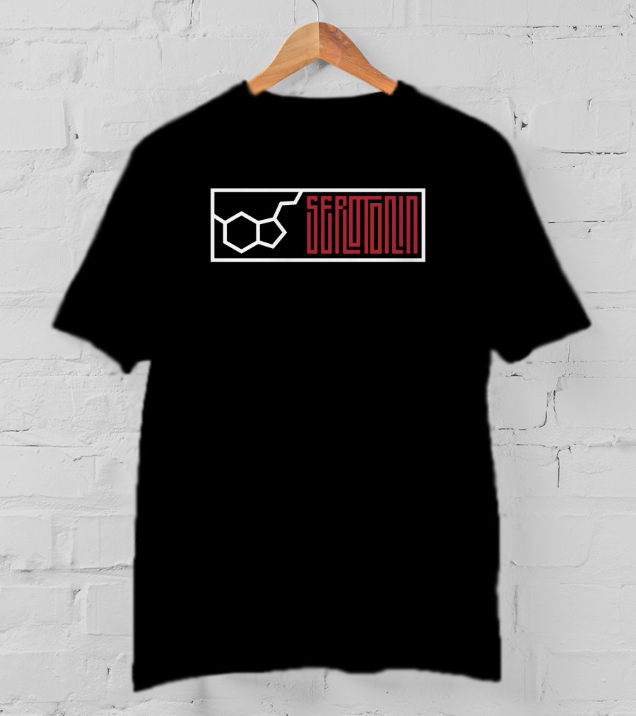 Serotonin Molecule Graphic Girl In Red Merch T-Shirt