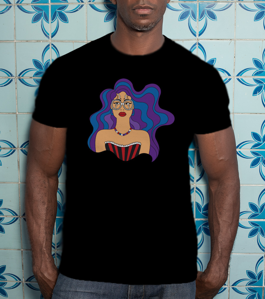 Milagros Merch Bold Glasses Vibrant Hair T-Shirt