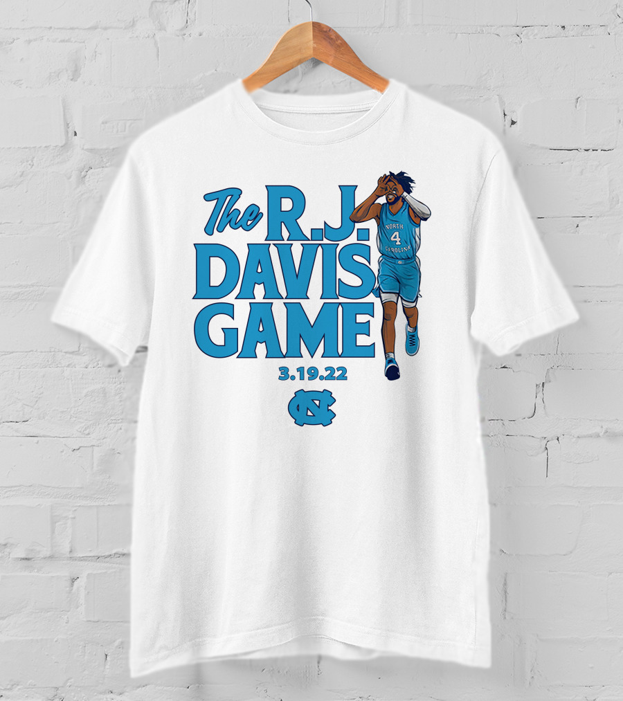 The R.J. Davis Game 3.19.22 UNC Basketball North Carolina T-Shirt