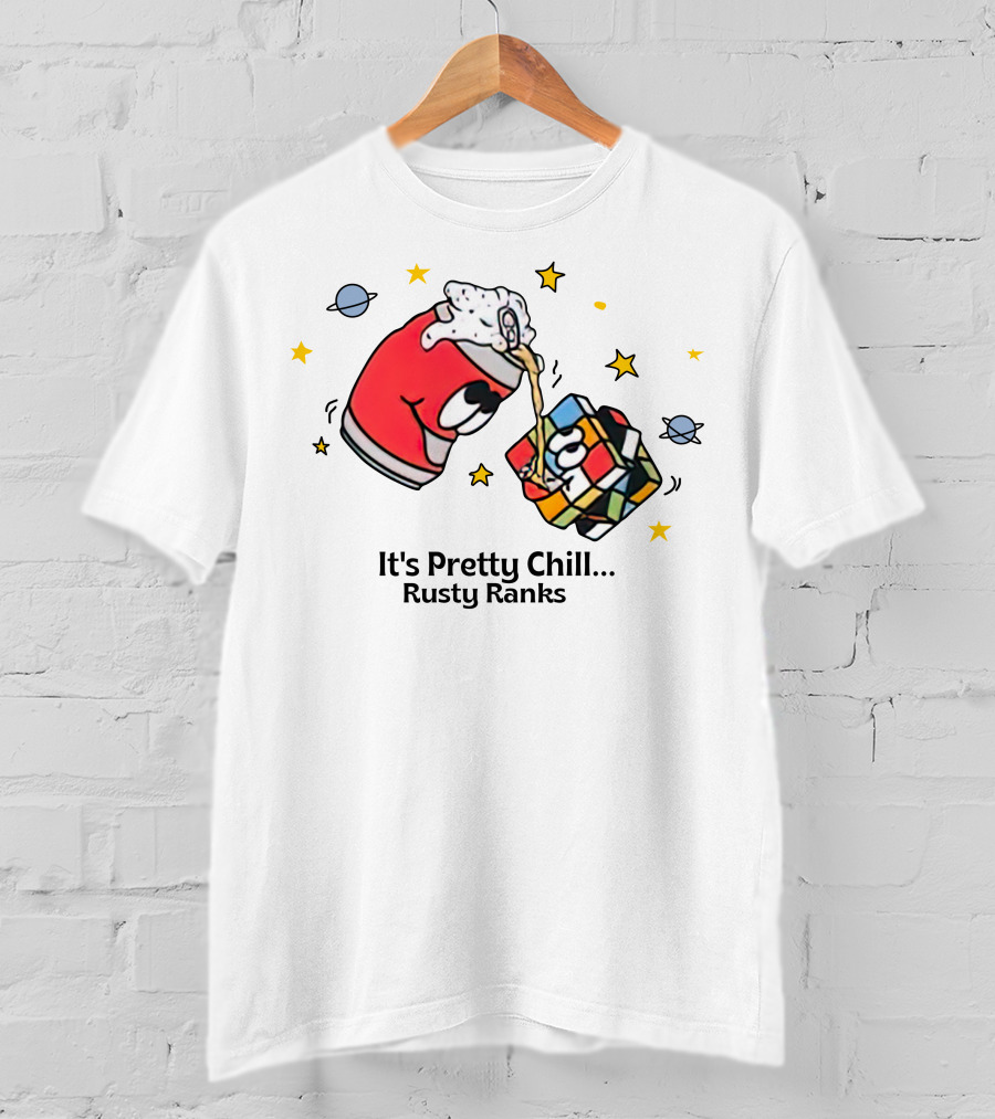 It's Pretty Chill Rusty Ranks Friday Beers Merch Rubik's Cube Planets Stars T-Shirt