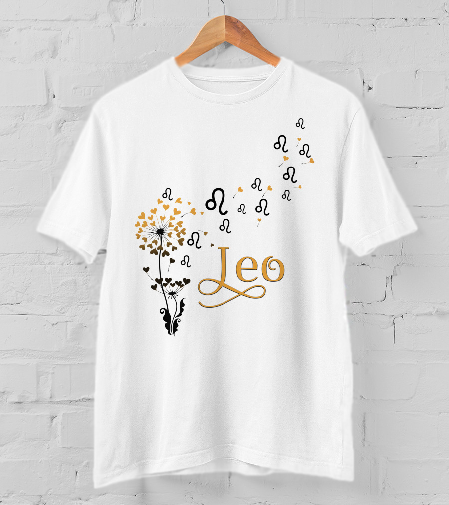 Leo Zodiac Symbol Dandelion Blossoms T-Shirt