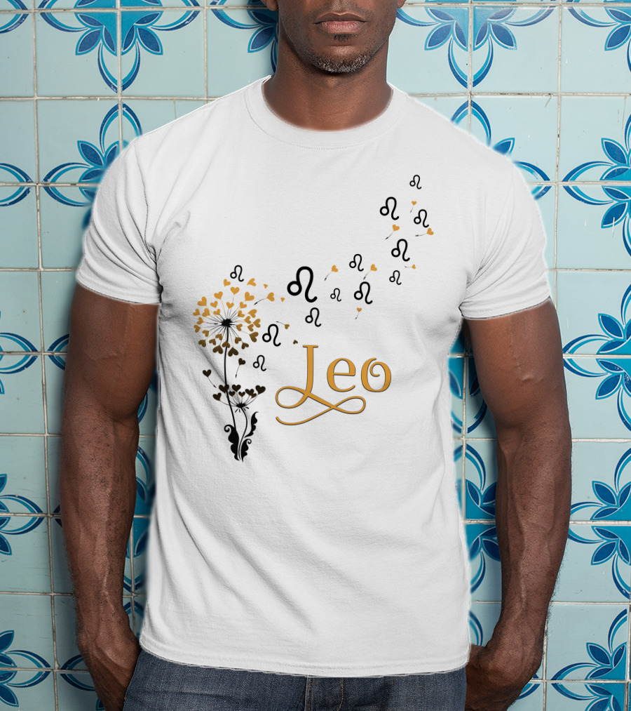 Leo Zodiac Symbol Dandelion Blossoms T-Shirt