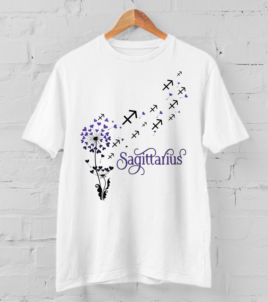 Sagittarius Blooming Heart Symbols T-Shirt