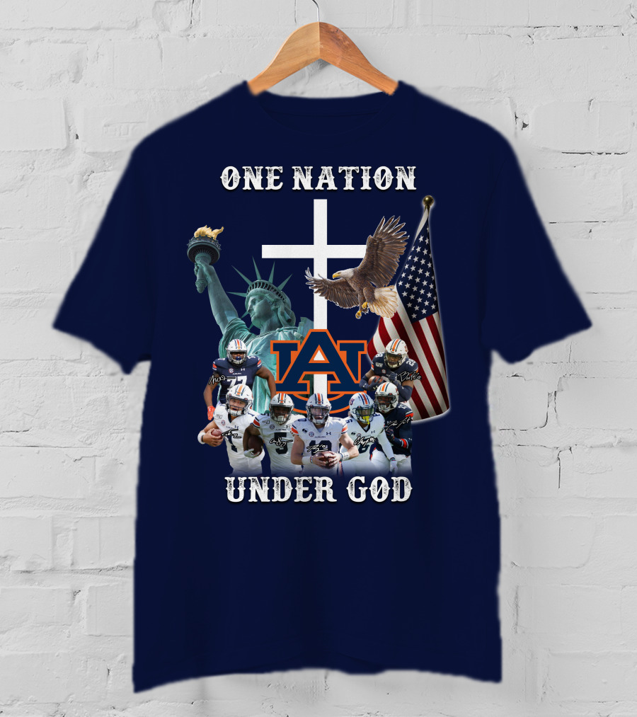 One Nation Under God AU Team With Liberty Cross And Flag T-Shirt