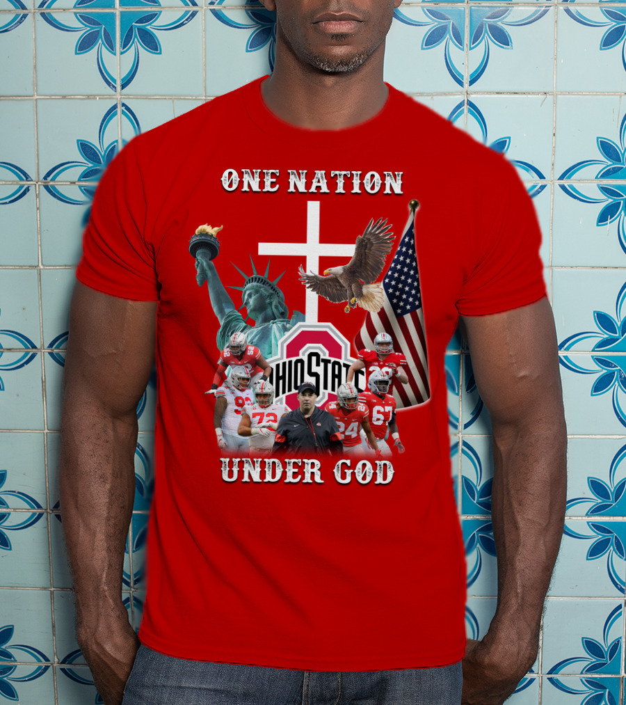 Ohio State Buckeyes One Nation Under God Coach And Players With American Symbols T-Shirt