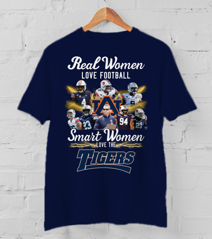 Real Women Love Football Smart Women Love The Auburn Tigers T-Shirt
