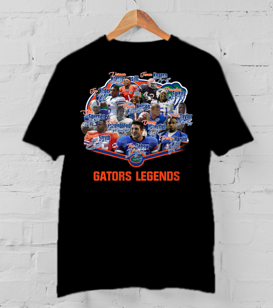 Florida Gators Legends Tim Tebow Emmitt Smith Jevon Kearse Percy Harvin Danny Wuerffel T-Shirt