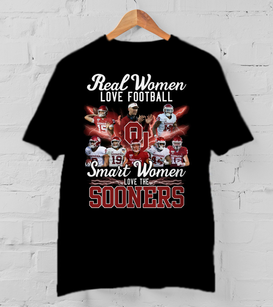 Real Women Love Football Smart Women Love The Sooners T-Shirt