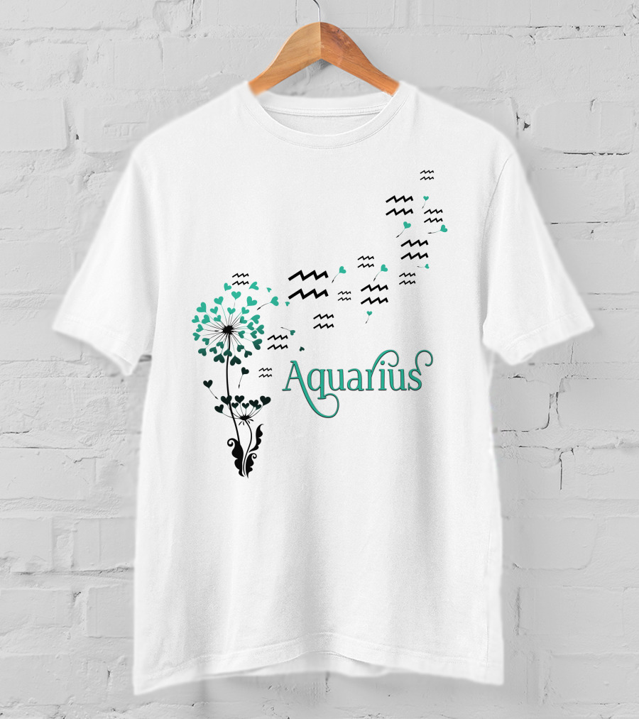 Aquarius Wave Heart Blooms T-Shirt