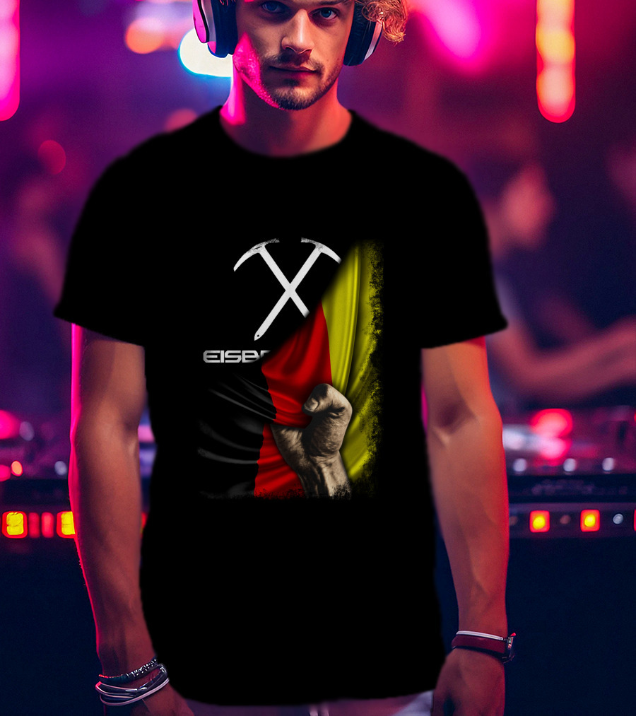 Eisbrecher Flagge Duo Pickaxes German Colors Fist T-Shirt