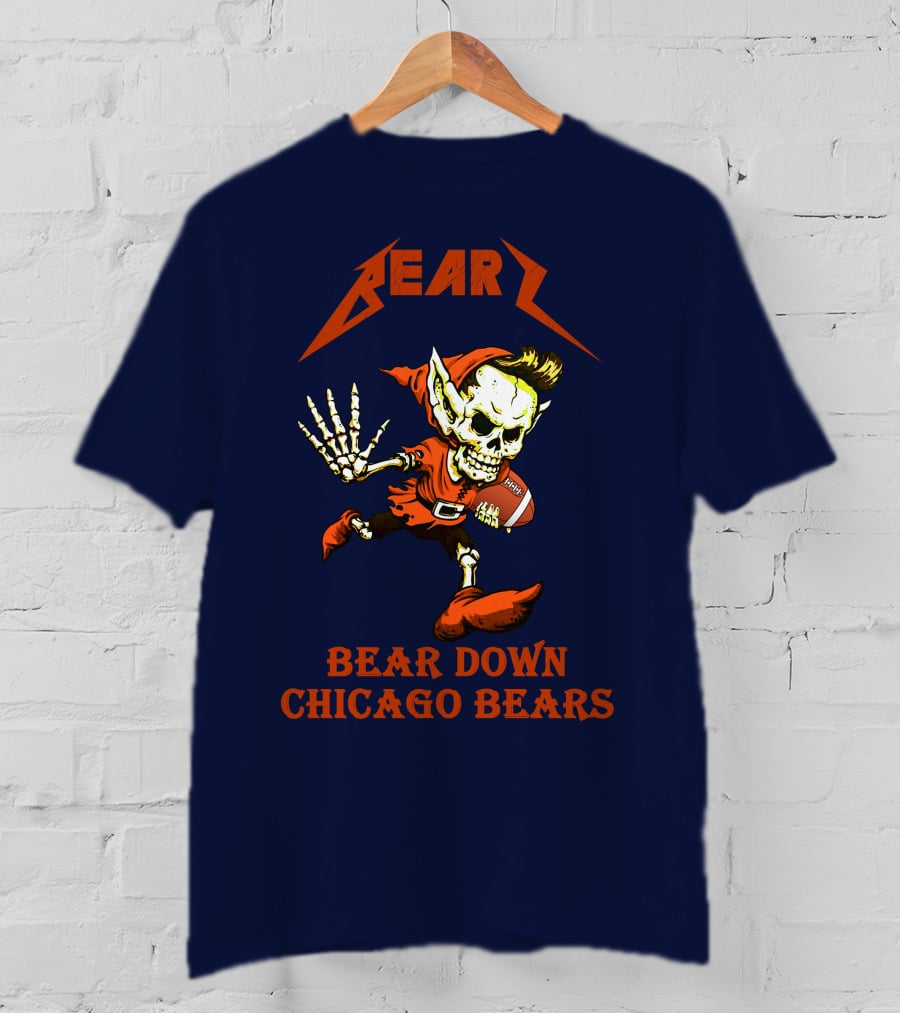Bear Down Chicago Bears H101 Skeleton Football Player T-Shirt