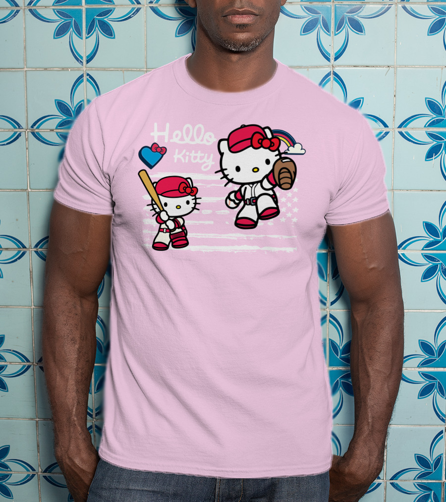 Hello Kitty Baseball American Flag Theme For Fans T-Shirt