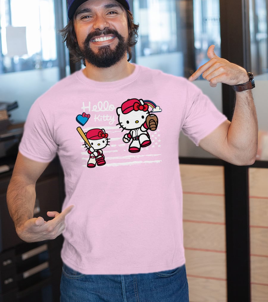 Hello Kitty Baseball American Flag Theme For Fans T-Shirt