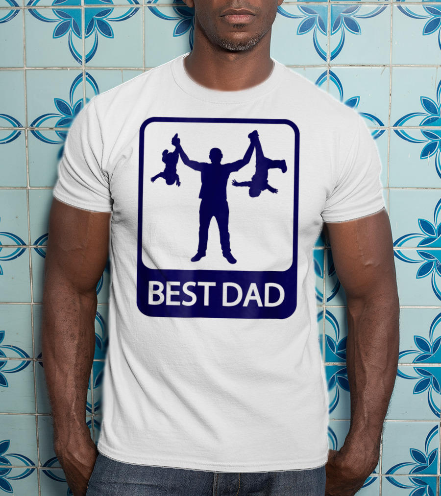 Best Dad Silhouette Holding Kids Playfully T-Shirt