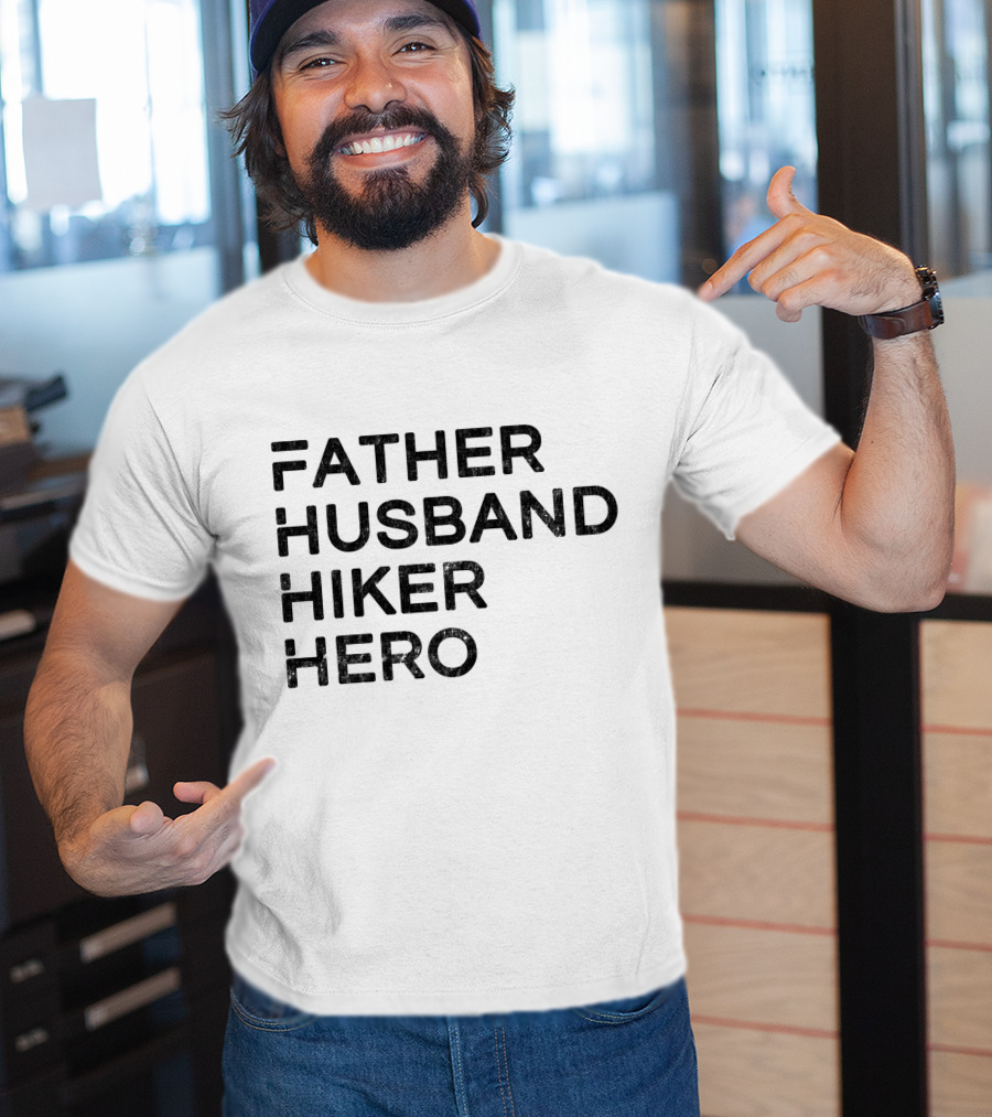 Father Husband Hiker Hero Logo Style Iconic T-Shirt