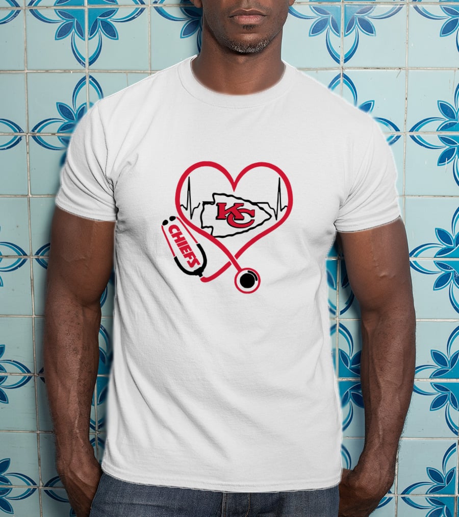 Stethoscope Heartbeat Kansas City Chiefs Nurse T-Shirt