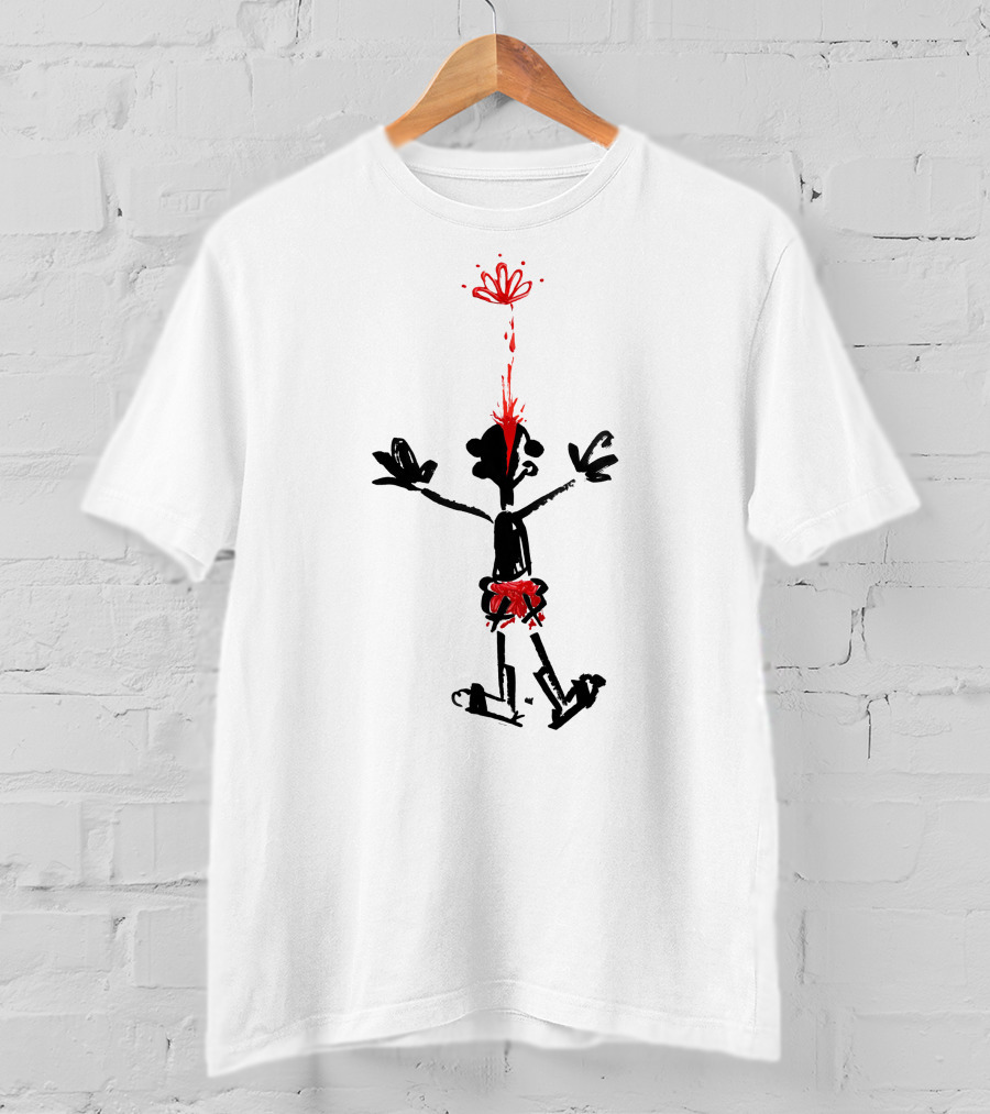 Lil Darkie Merch Lil Darkie Anxiety Cartoon Figure Red Splash T-Shirt