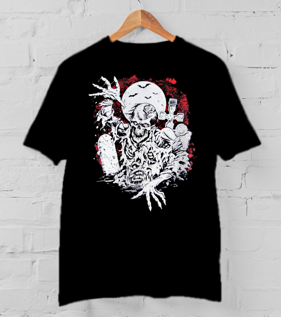 Summer Goth Zombie Undead Walking Corpse Horror Grave Moon T-Shirt