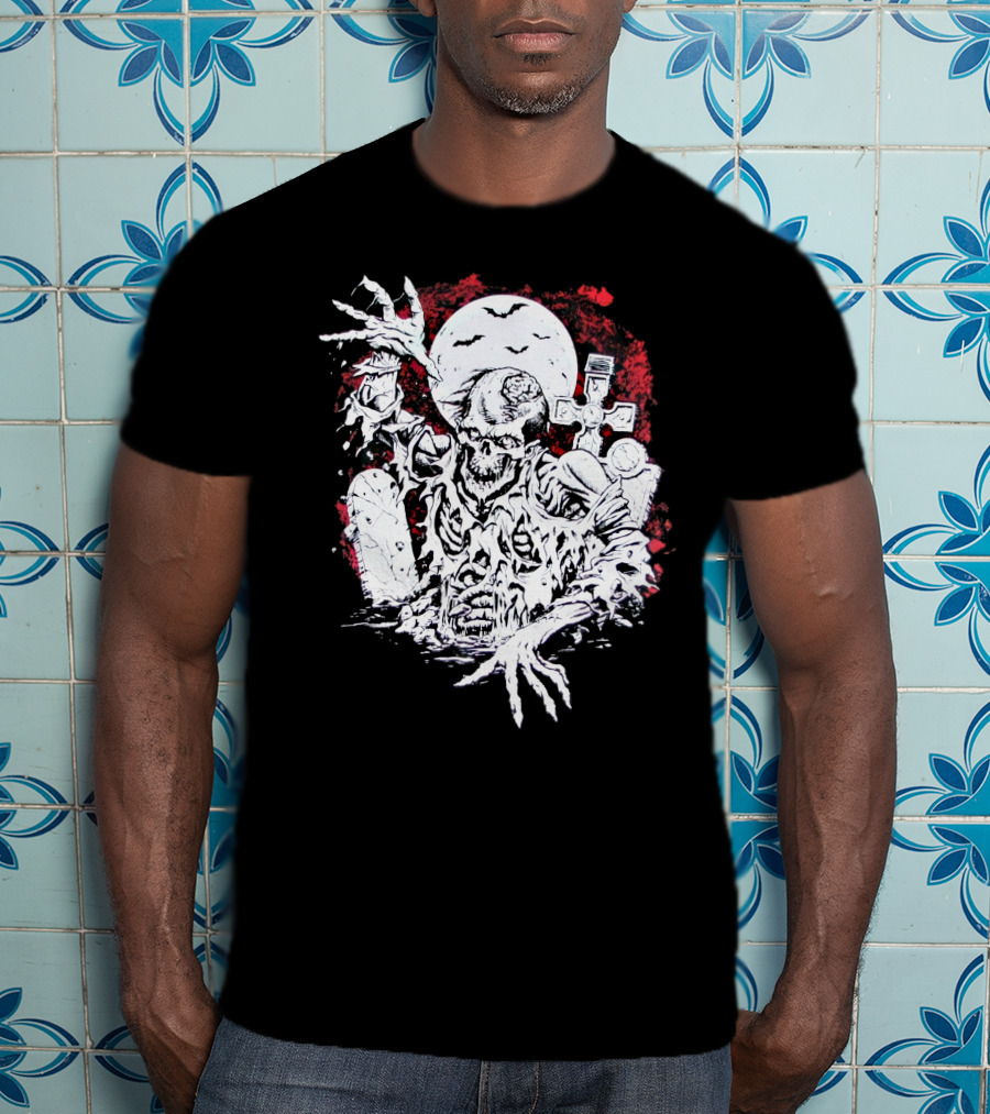 Summer Goth Zombie Undead Walking Corpse Horror Grave Moon T-Shirt