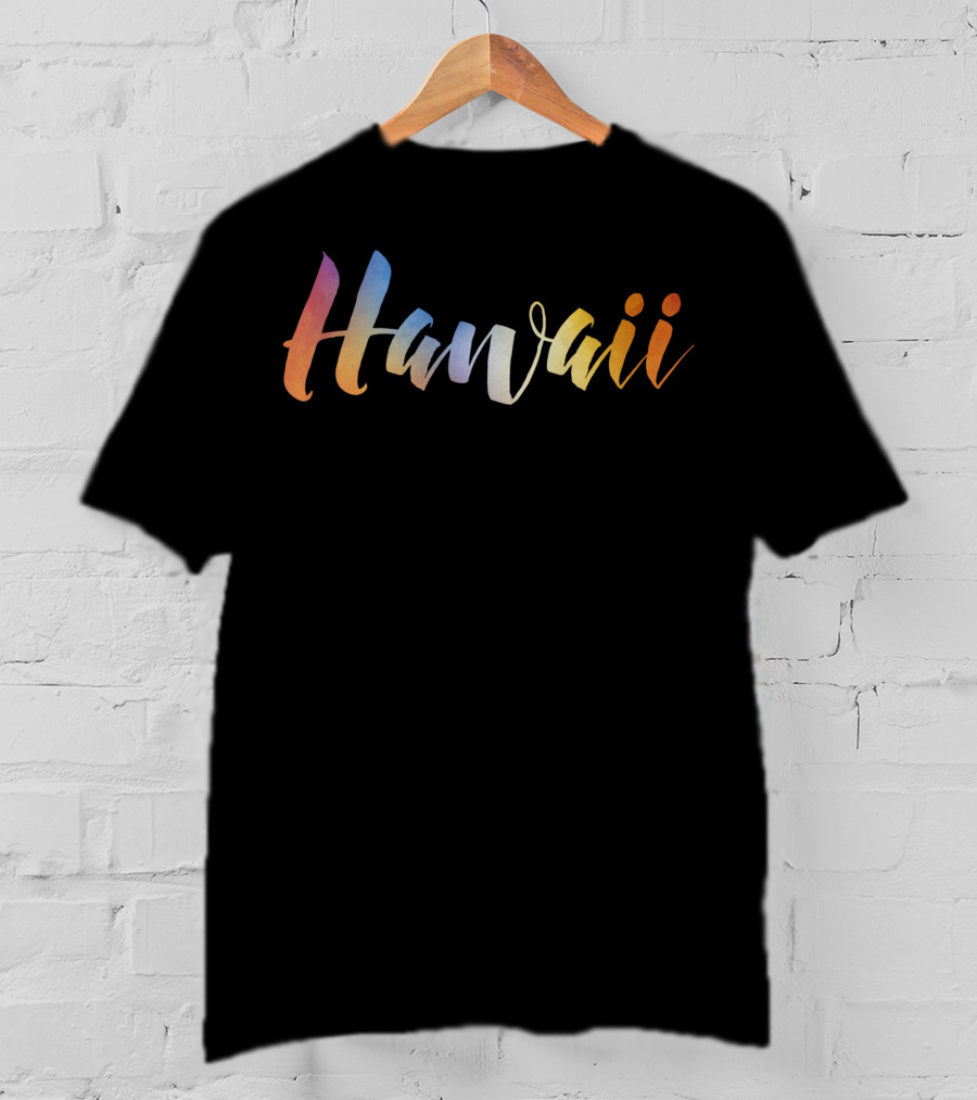 Hawaii Watercolor Gradient Lettering T-Shirt