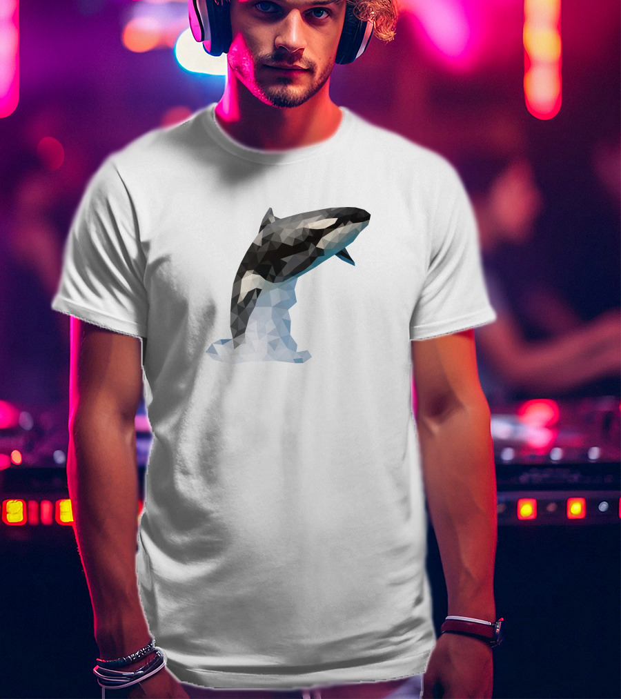 Dophil Jump Geometric Dolphin In Mid-Leap T-Shirt