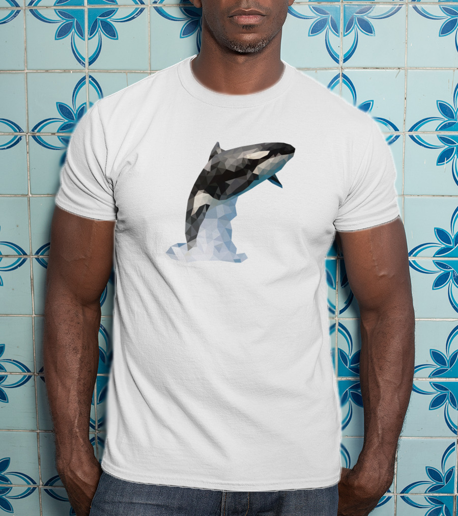 Dophil Jump Geometric Dolphin In Mid-Leap T-Shirt