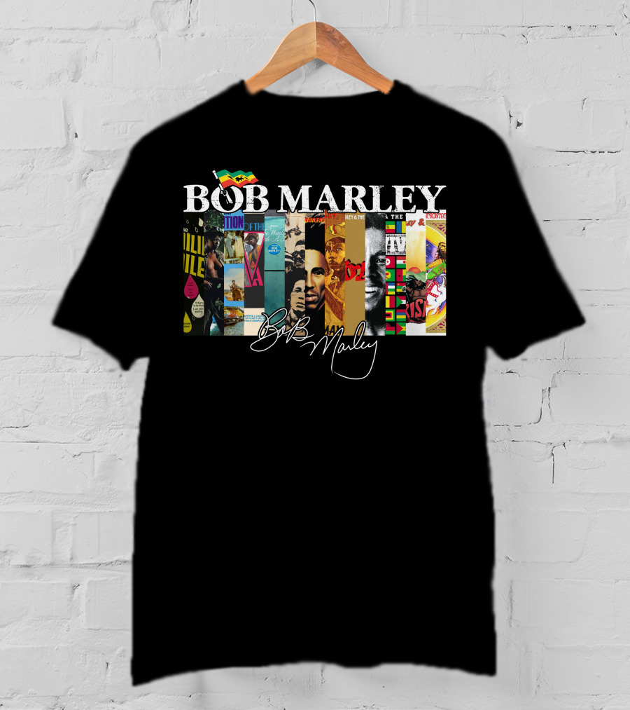 Bob Marley Album Covers Collage Signature T-Shirt
