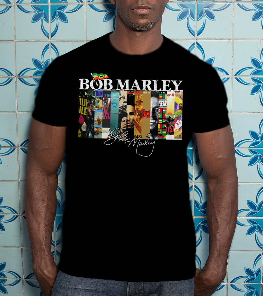 Bob Marley Album Covers Collage Signature T-Shirt