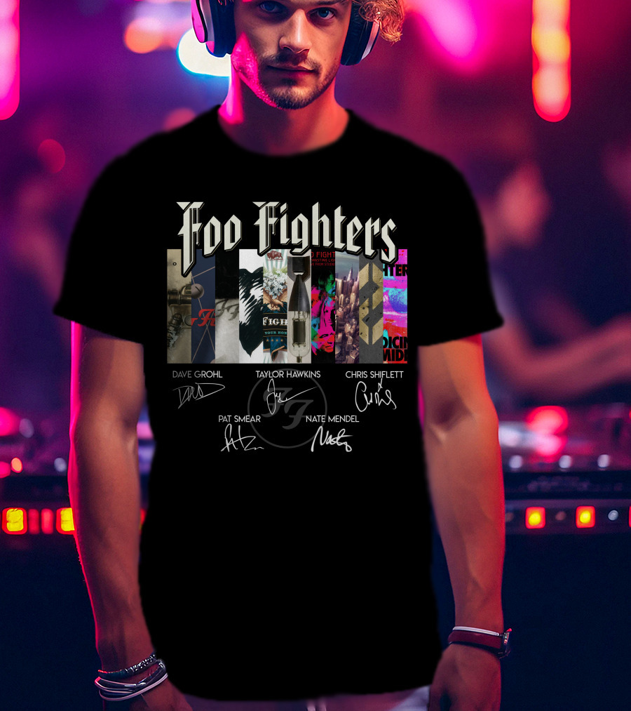 Foo Fighters Dave Grohl Taylor Hawkins Chris Shiflett Pat Smear Nate Mendel Album Covers T-Shirt