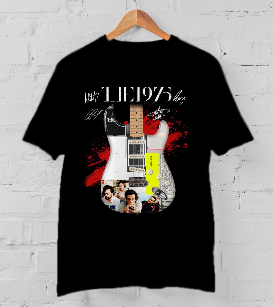 The 1975 Signed Guitar Collage Album T-Shirt