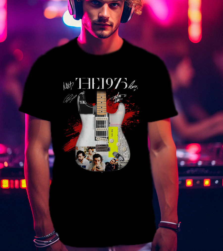 The 1975 Signed Guitar Collage Album T-Shirt