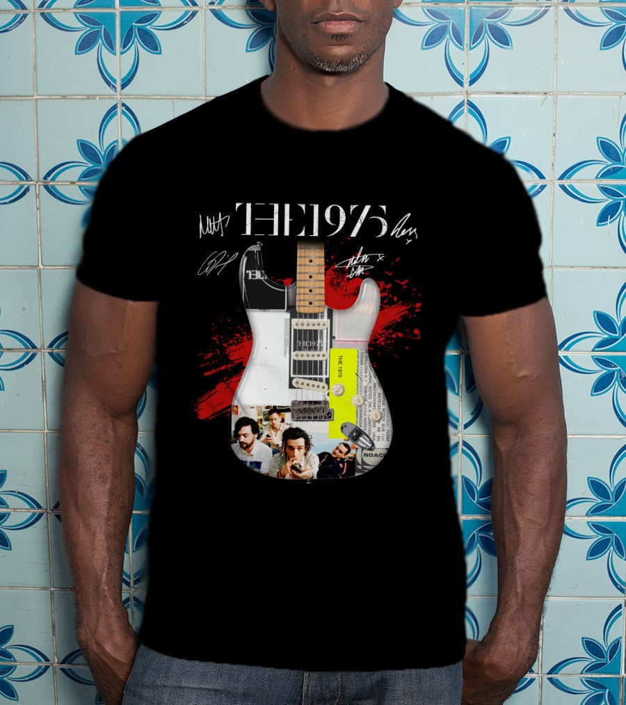 The 1975 Signed Guitar Collage Album T-Shirt