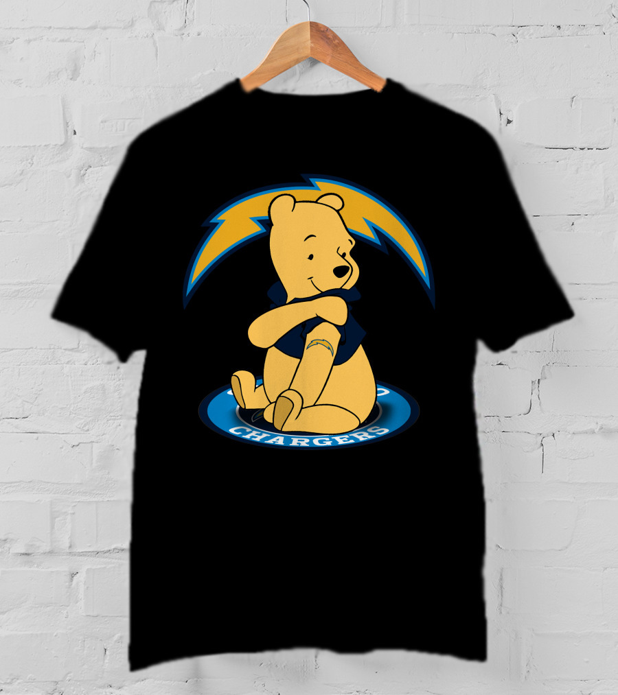 Pooh Chargers Crossover With NFL Lightning T-Shirt