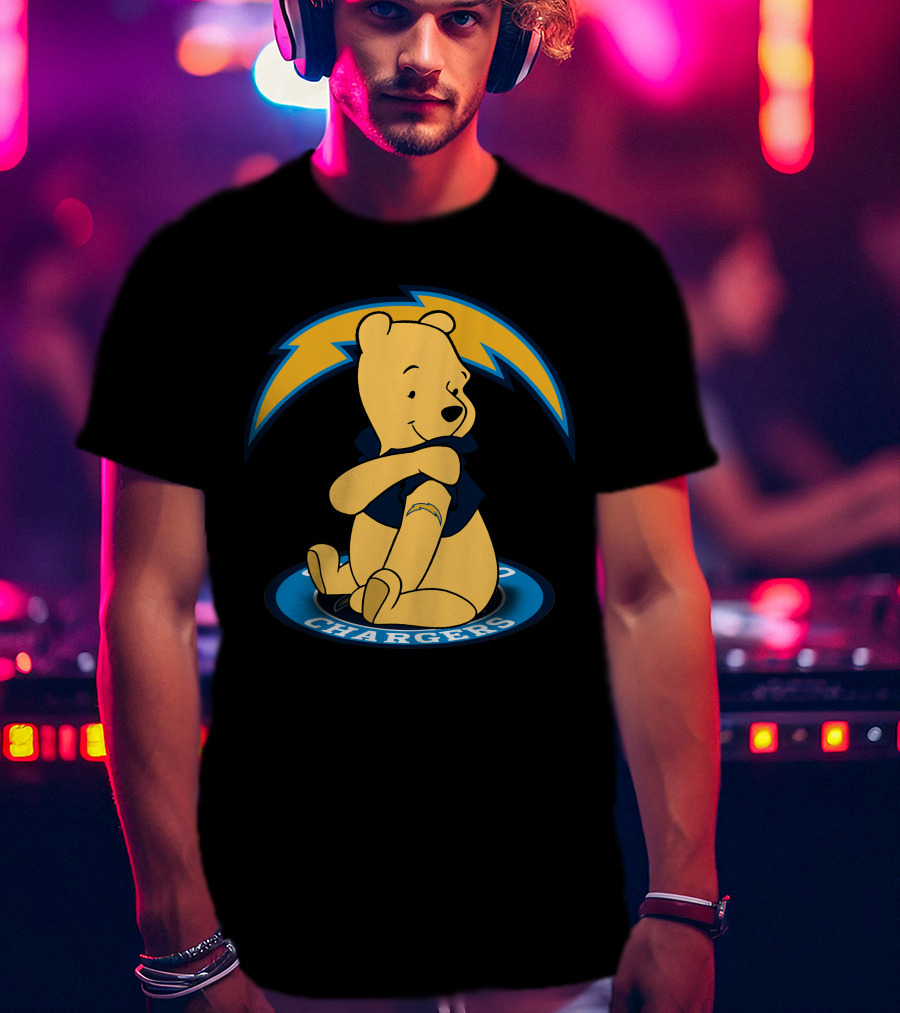 Pooh Chargers Crossover With NFL Lightning T-Shirt