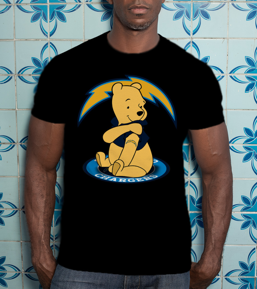 Pooh Chargers Crossover With NFL Lightning T-Shirt