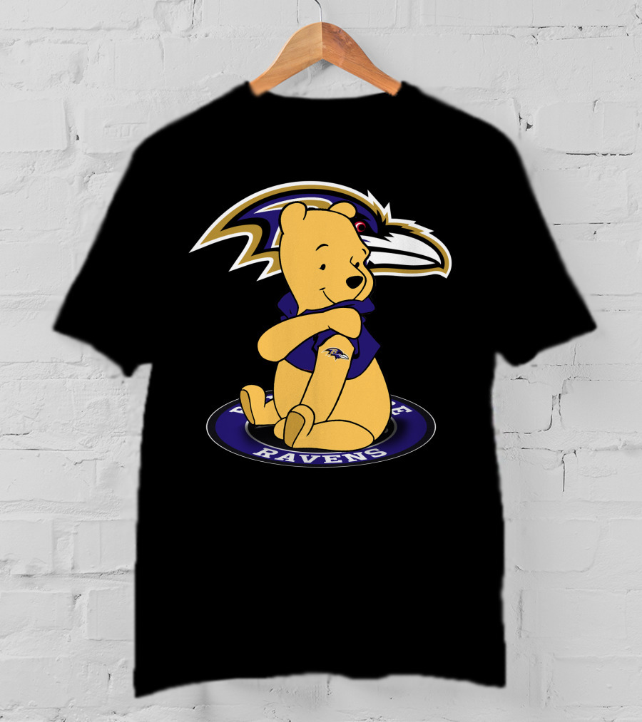 Winnie Pooh Baltimore Ravens Crossover T-Shirt