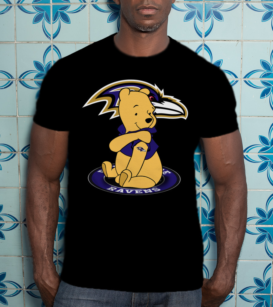 Winnie Pooh Baltimore Ravens Crossover T-Shirt