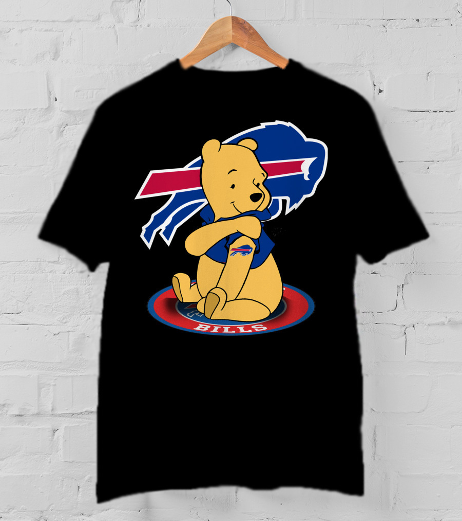 Pooh Bills Buffalo Bills Crossover Featuring Iconic Bear T-Shirt