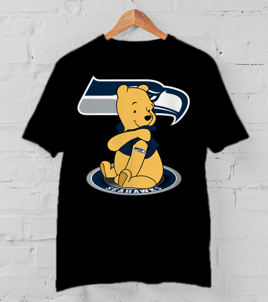 Pooh Bear With Seattle Seahawks NFL T-Shirt