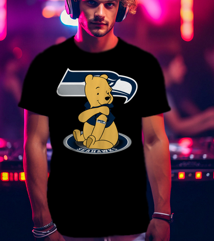 Pooh Bear With Seattle Seahawks NFL T-Shirt