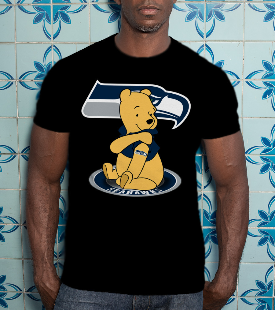 Pooh Bear With Seattle Seahawks NFL T-Shirt