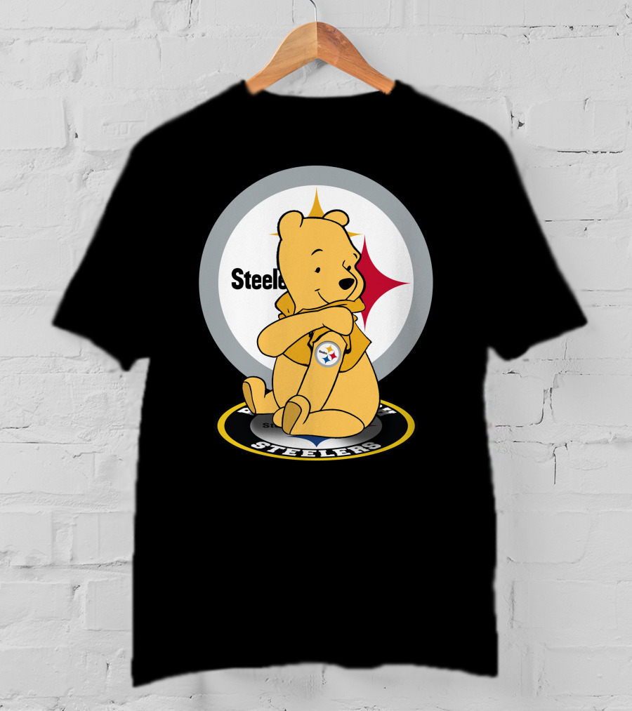 Steelers Pooh Sitting With Steelers T-Shirt