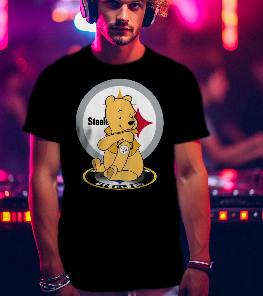 Steelers Pooh Sitting With Steelers T-Shirt
