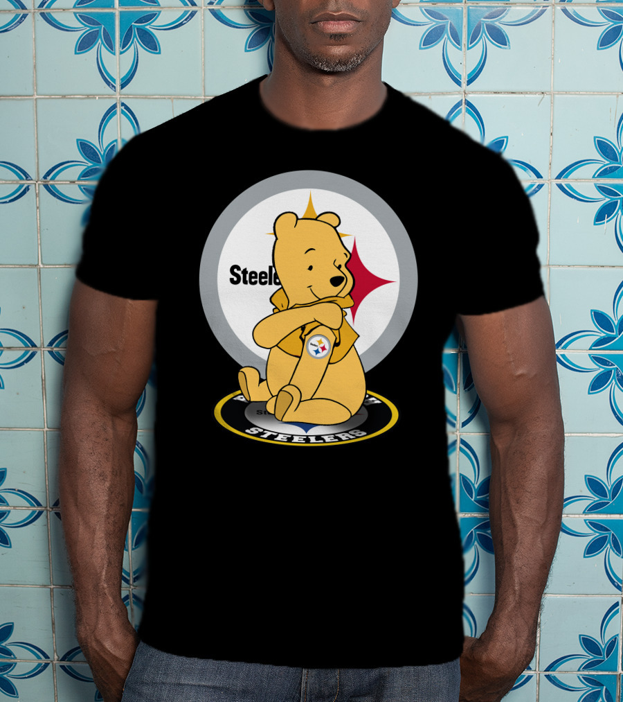 Steelers Pooh Sitting With Steelers T-Shirt