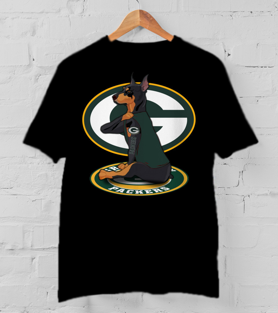 Dobermann Packers Dog Green Bay T-Shirt